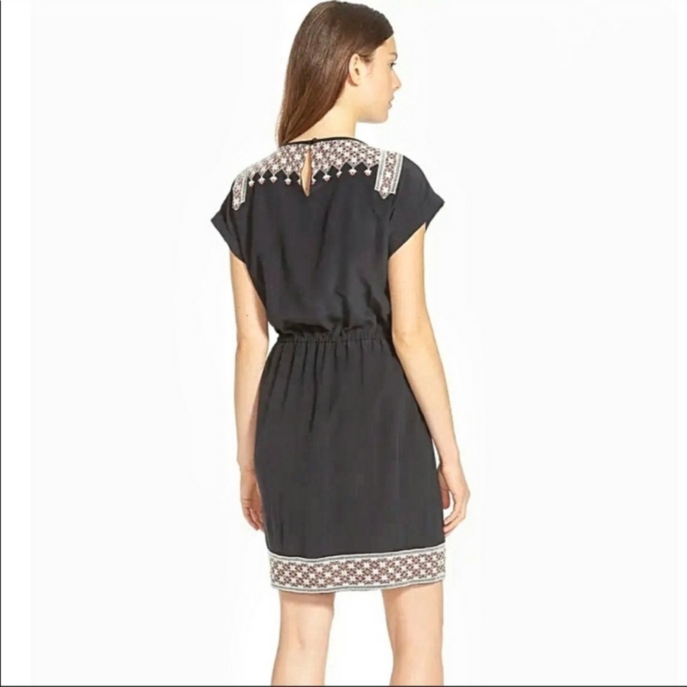 Madewell Black Dress with White and Brown Embroidery - Picture 5 of 7